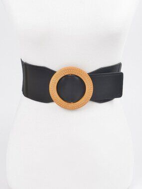 Oversized Round Buckle Plus Size Elastic Belt